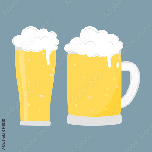 Beer glasses isolate on blue background.