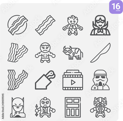 Simple set of strips related lineal icons.