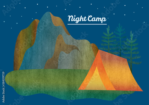 camping in the mountains illustration（night）