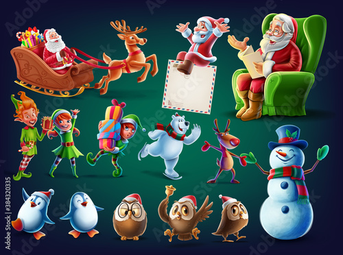 set of christmas elements