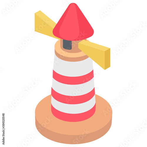 
A sea tower, lighthouse flat icon
