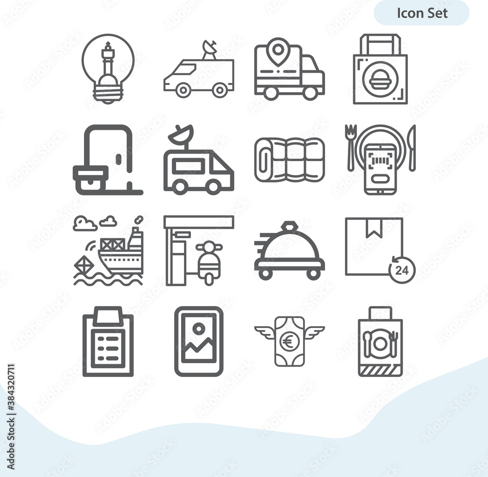 Simple set of courier related lineal icons. Simple set of courier related lineal icons.