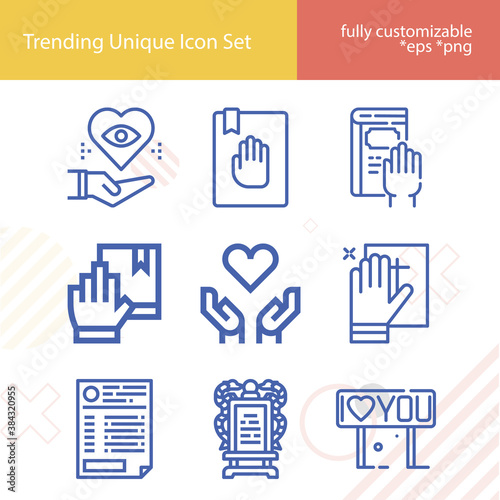 Simple set of dedication related lineal icons.