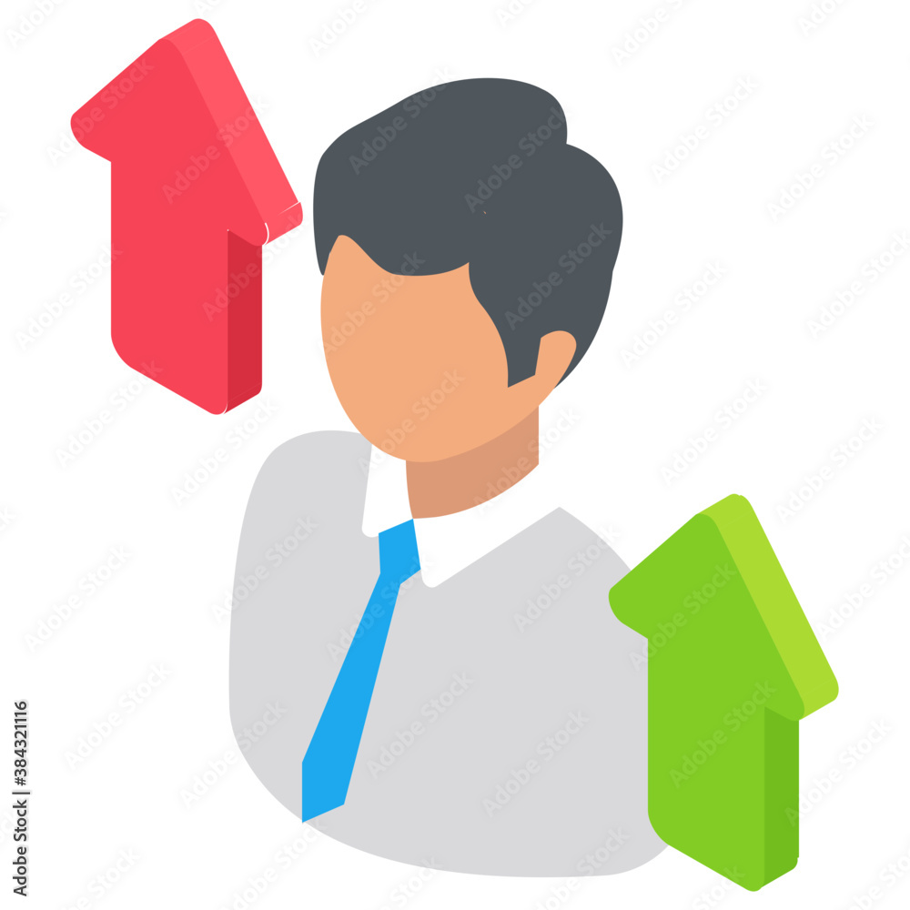 A person with up arrows representing career advancement
A person with up arrows representing career advancement