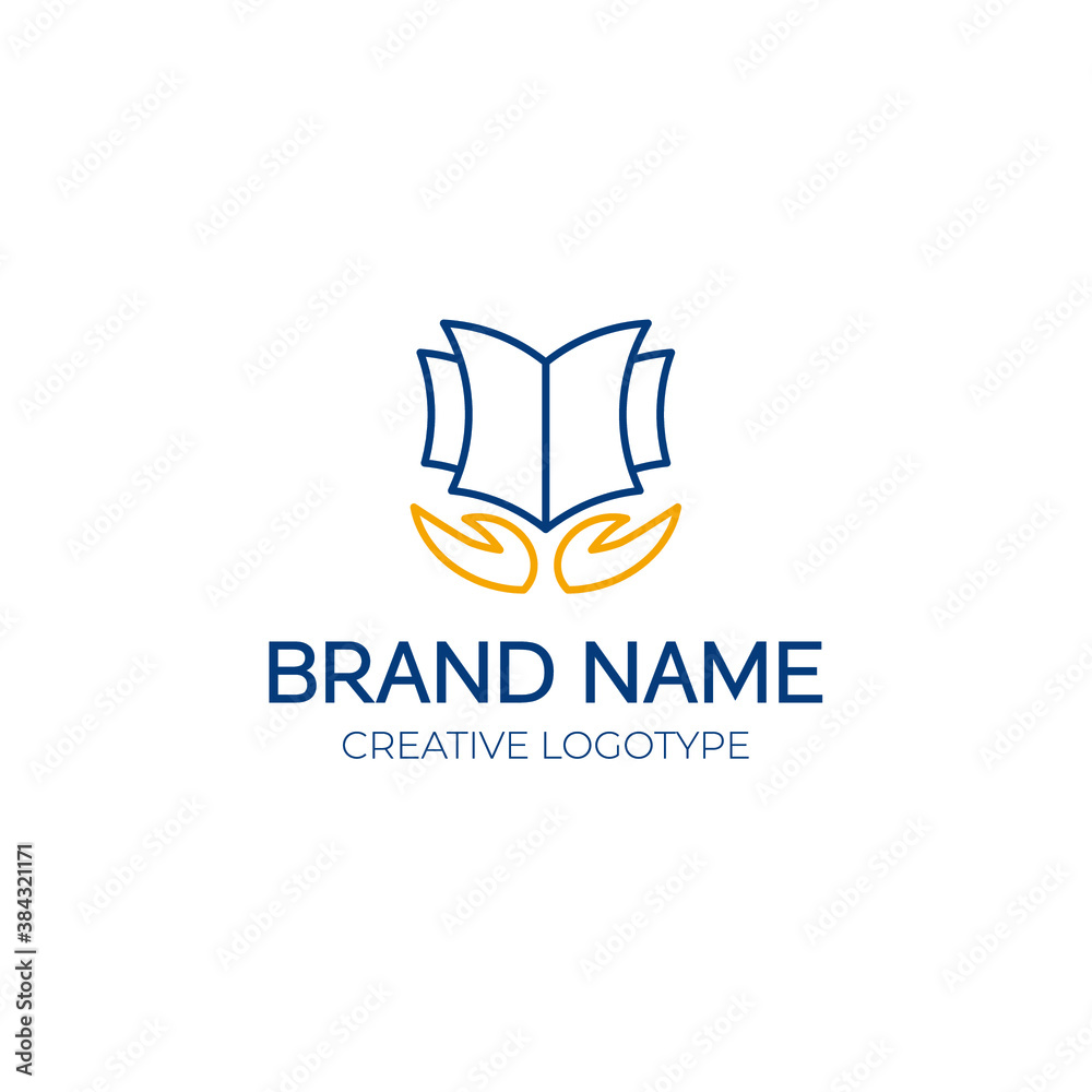 open book and hand logo design academy logo vector template open book and hand logo design academy logo vector template