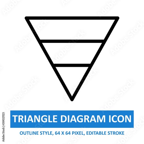 triangle diagram icon outline style on white background. chart and diagram vector illustration. base 64 x 64 pixels. expanded.