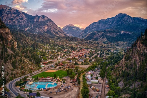 Obraz na płótnie Ouray is a Tourist Mountain Town with a Hot Springs Aquatic Center
