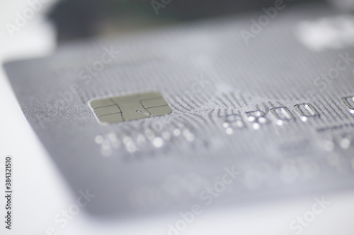 Credit card close up shot with selective focus for background.