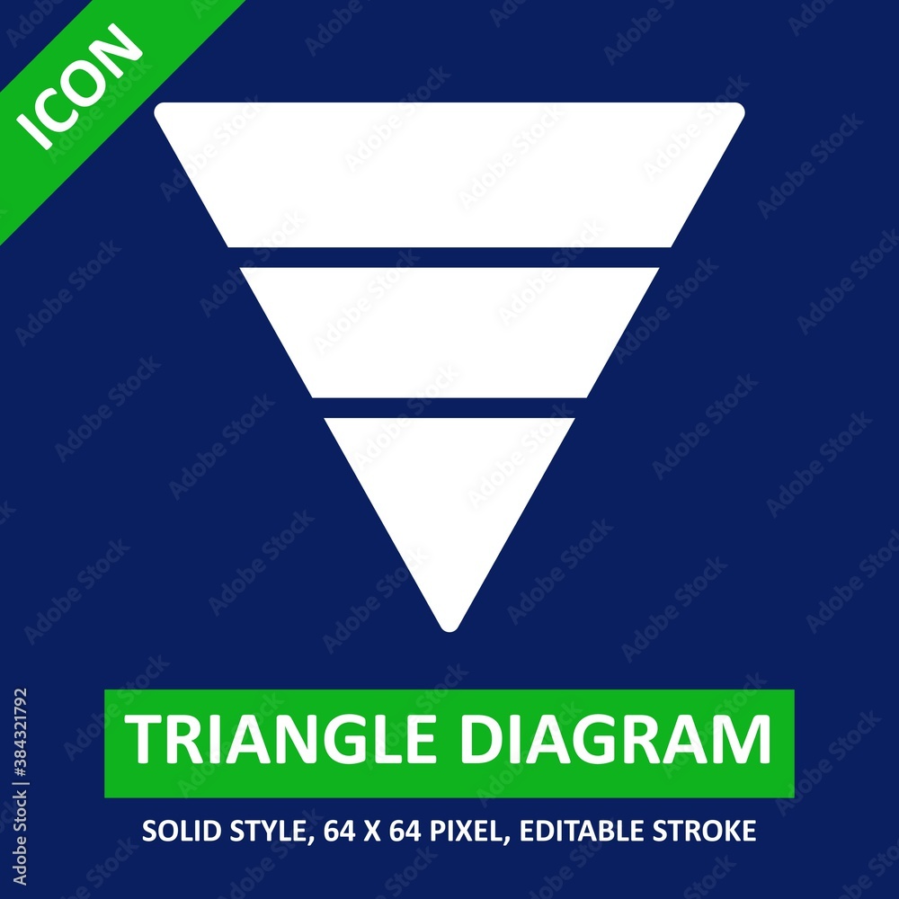 triangle diagram icon solid style on color background. chart and ...