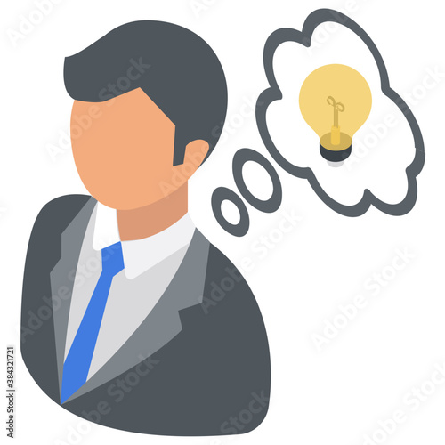 
A man with bulb showing creative thinking 
