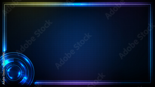 abstract futuristic background of blue glowing technology sci fi frame hud ui