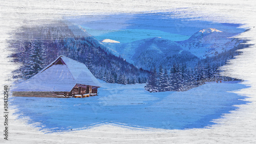 Mountain cottage in winter ...