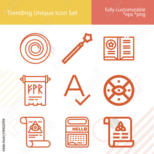 Simple set of typed related lineal icons.