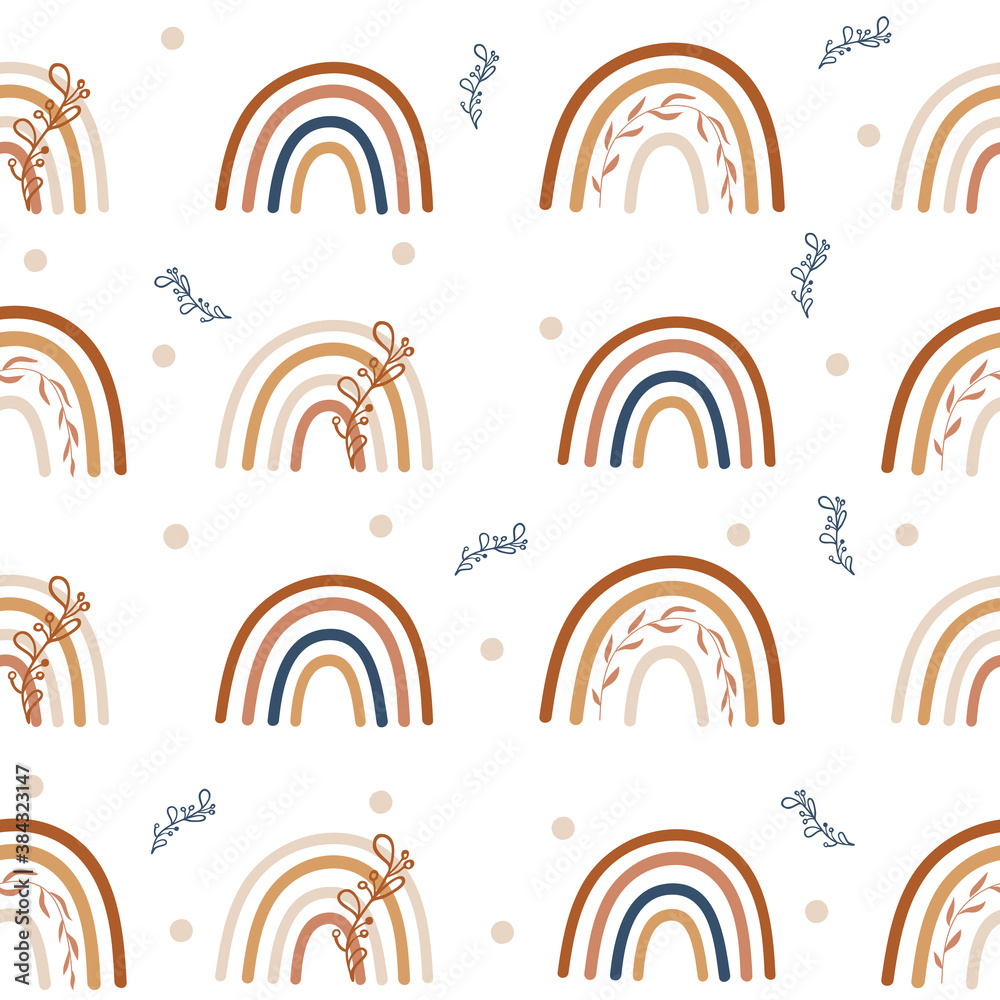 Boho Rainbows Seamless Pattern. Vector illustration. Boho Rainbows Seamless Pattern. Vector illustration.