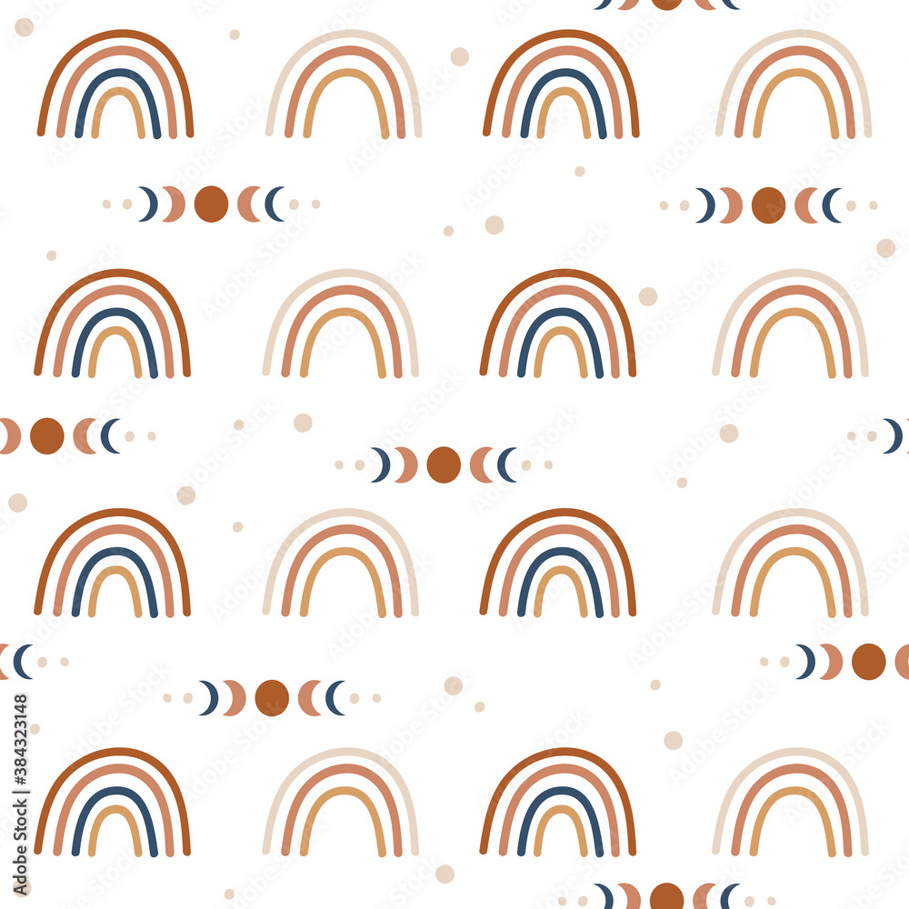 Boho Rainbows Seamless Pattern. Vector illustration. Boho Rainbows Seamless Pattern. Vector illustration.
