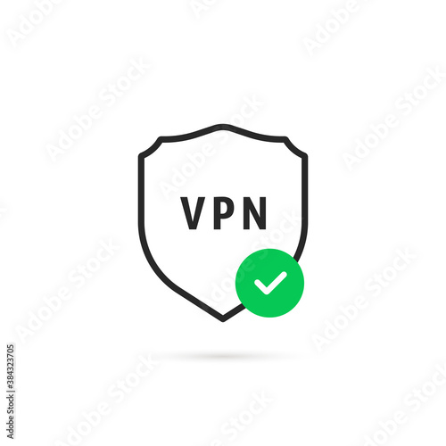 thin line vpn shield with checkmark