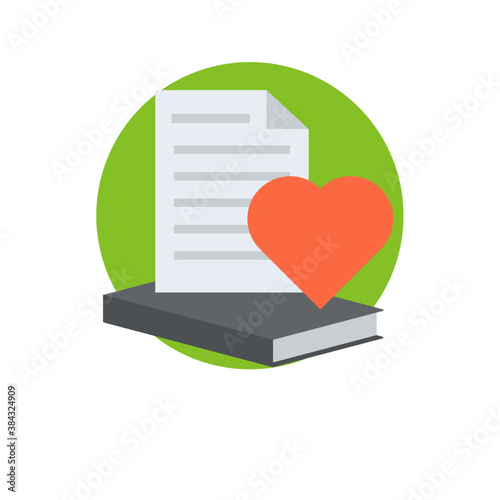 
Book and a page showing the icon of favourite lesson 
