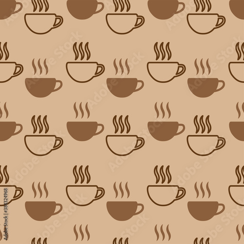 coffee mug seamless pattern with brown background  coffee icon  Fashion print design  vector illustration