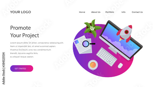 
A rocket missile on laptop screen denoting icon of website launch
