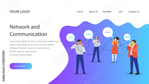 
A group of people with chat bubbles is icon for communication 
