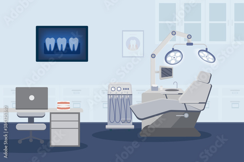 Dental clinic interior flat design vector illustration