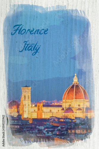 Basilica in Florence on old...