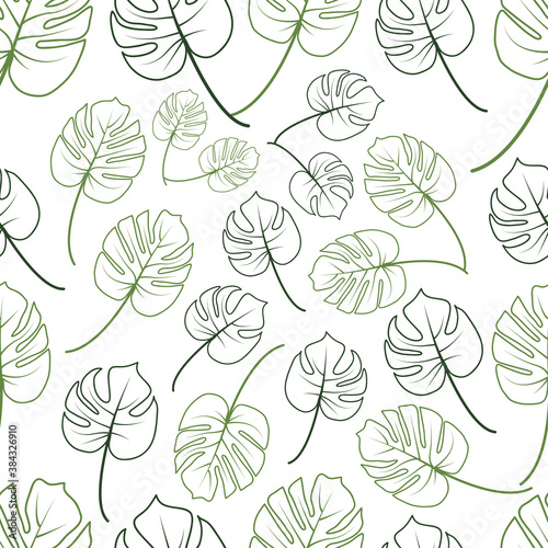 Floral seamless pattern with tropical leaf palm. Seamless pattern of leaves monstera. summer seamless pattern vector floral background