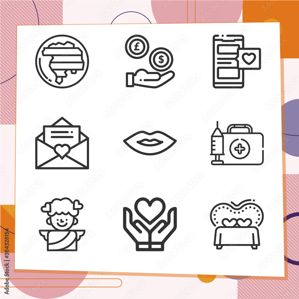 Simple set of 9 icons related to coins Simple set of 9 icons related to coins