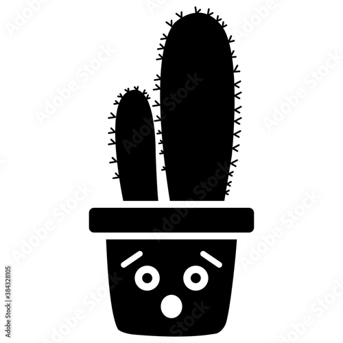 
A cactus emoticon with astonished face 
