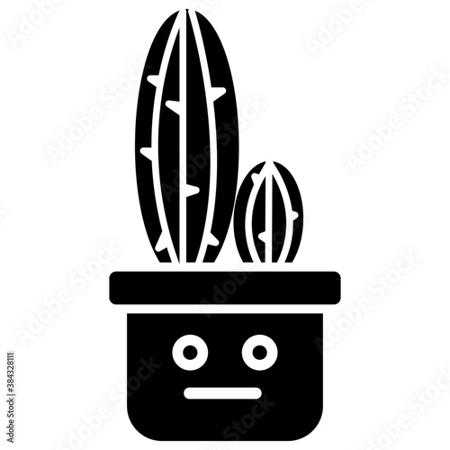 
A cactus emoticon with astonished face 
