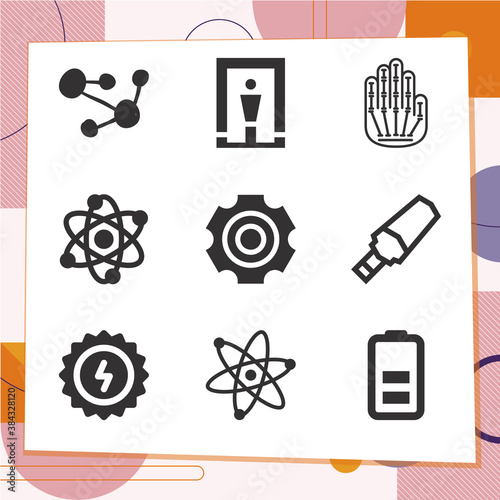 Simple set of 9 icons related to ions