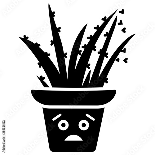 
A cactus emoticon with astonished face 
