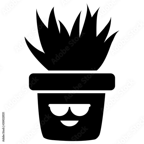 
A cactus emoticon with astonished face 
