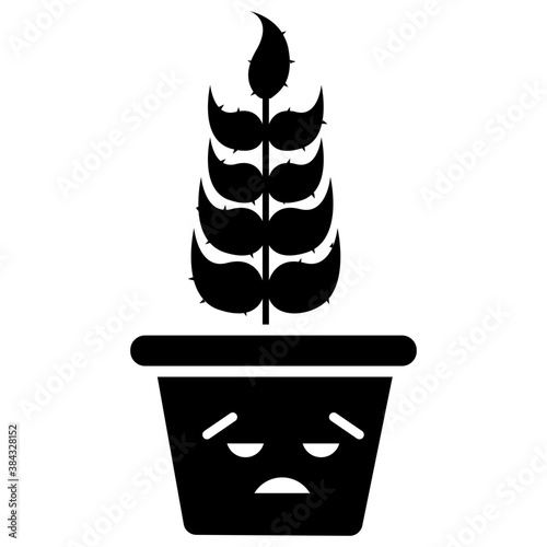 
A cactus emoticon with astonished face 
