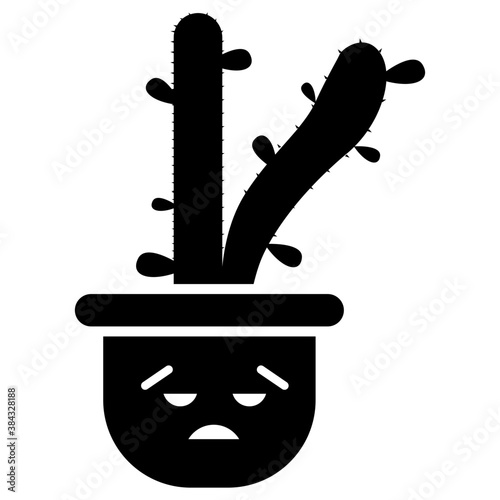 
A cactus emoticon with astonished face 
