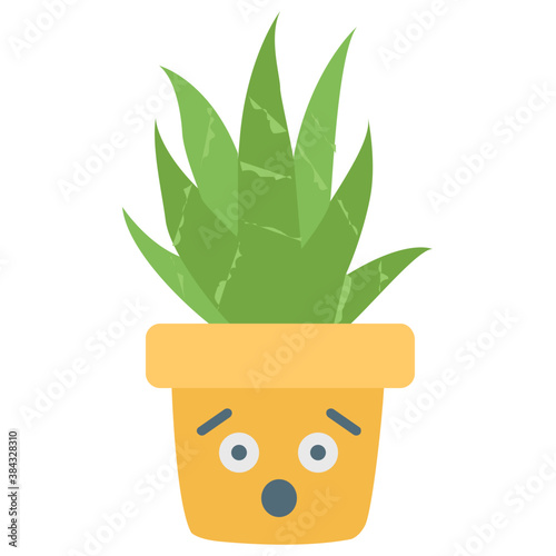 
A cactus emoticon with astonished face 
