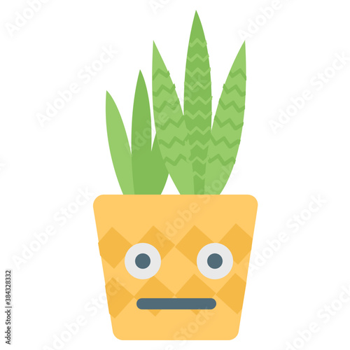 
A cactus emoticon with astonished face 

