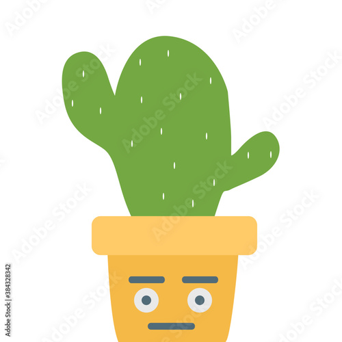 
A cactus emoticon with astonished face 
