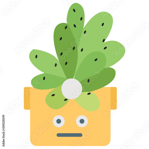 
A cactus emoticon with astonished face 
