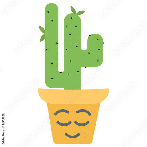 
A cactus emoticon with astonished face 
