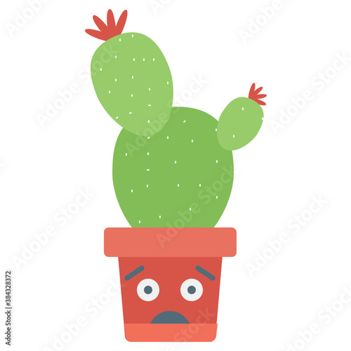 
A cactus emoticon with astonished face 
