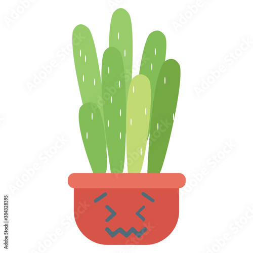 
A cactus emoticon with astonished face 
