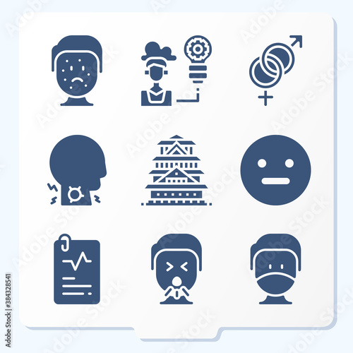 Simple set of 9 icons related to arousal