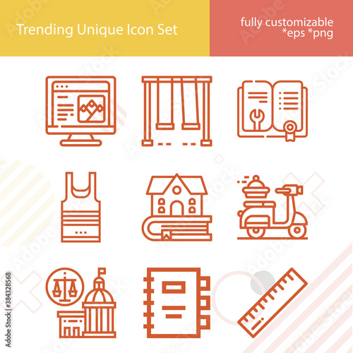 Simple set of practice related lineal icons.