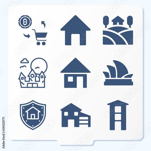 Simple set of 9 icons related to lords
