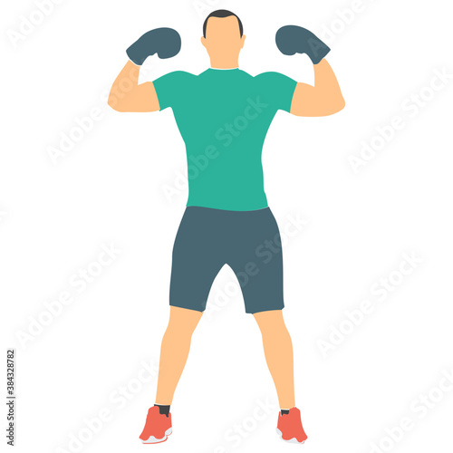 
Circus boxer showing circus tricks 
