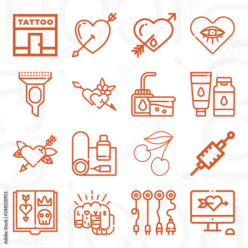 16 pack of tattoo  lineal web icons set