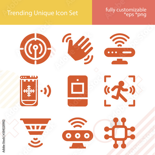 Simple set of mine detector related filled icons.