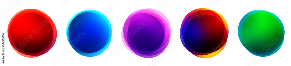 Set of isolated gradient multicolored sphere buttons.