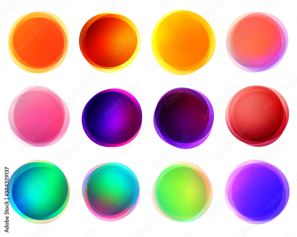 Set of isolated gradient multicolored sphere buttons. Set of isolated gradient multicolored sphere buttons.